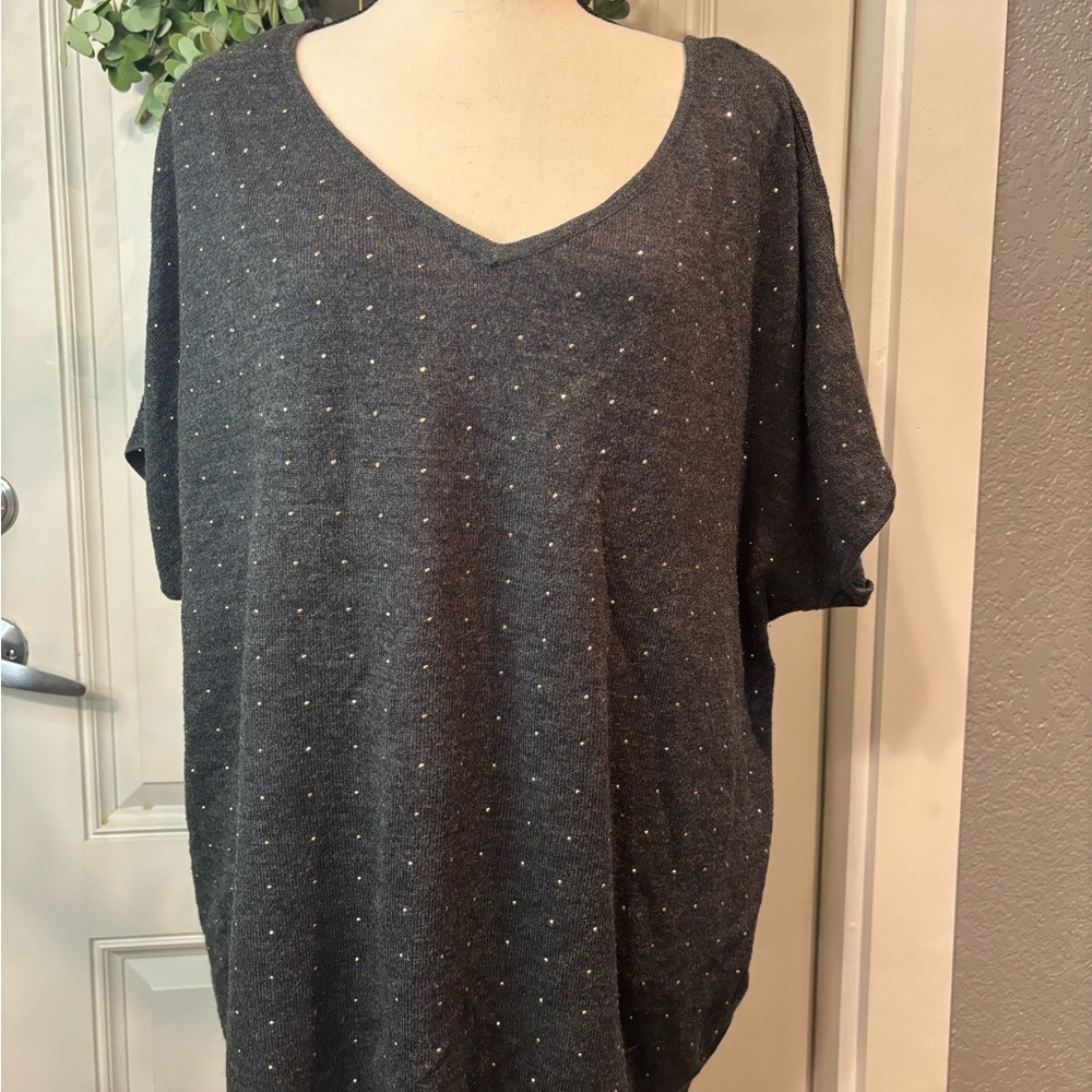 Torrid Dark Gray Short Sleeve Lightweight Sweater Top